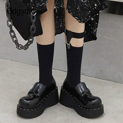 Platform Gothic Skeleton Print Mary Jane Shoes