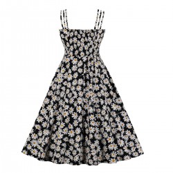 Summer Daisy Vintage Spaghetti Strap Dress