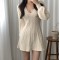 Womens Long-Sleeve Cable-Knit V Neck Sweater Mini Dress