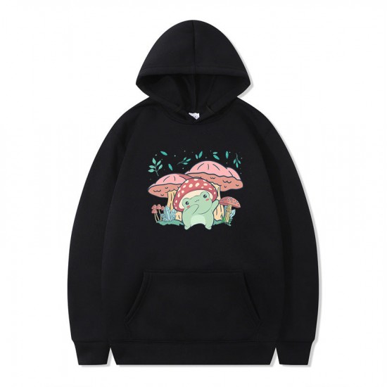 Cute Frog Sweater for Women Men Kawaii Mushroom Hoodie for Teens Couple's Clothes