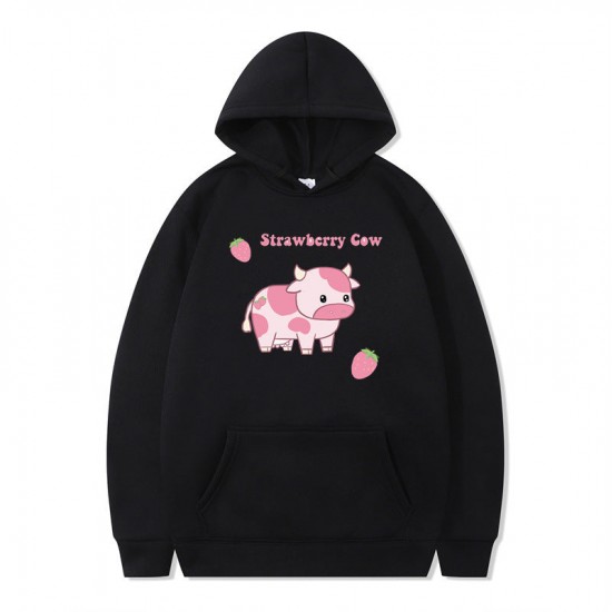 Cute Strawberry Cow Sweater for Women Men Hoodie for Teens Couple's Clothes