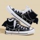 Womens Mens Students Metal Chain Bat High Top Canvas Sneakers