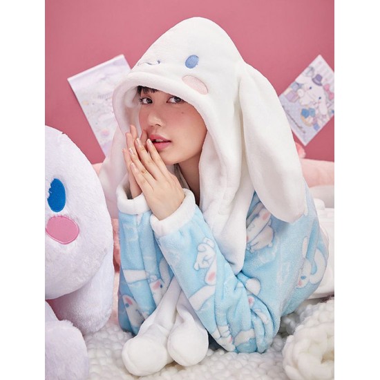 Kawaii Cartoon Cute Puppy Ears Plush Pajama Set