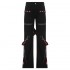 Punk Y2k Grunge Black and Pink Low Waist Denim Pants