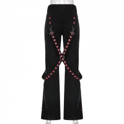 Punk Y2k Grunge Black and Pink Low Waist Denim Pants