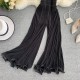 Womens High Elastic Waisted Black Wide Leg Flowy Pants