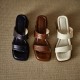 Women's Leather Summer Simple Mid Heeled Sandals Mule
