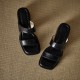 Women's Leather Summer Simple Mid Heeled Sandals Mule