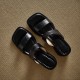 Women's Leather Summer Simple Mid Heeled Sandals Mule