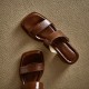 Women's Leather Summer Simple Mid Heeled Sandals Mule