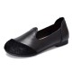 Vintage Literary Handmade Leather Round Toe Patchwork Flat Shoes Women's Shoes