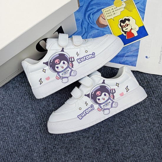 Girls Kawaii Cartoon Kuromi Student Sneakers Kids Size with Velcro Fastener