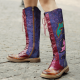 Womens Purple & Burgundy Patchwork Lace-Up Leather Cowboy Boot