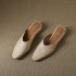 Women's Handmade Leather V-cut Flat Comfort Mule Shoes