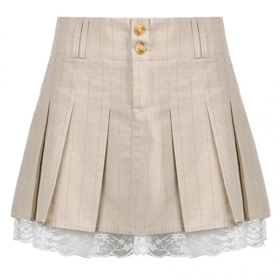 Cute High Waist Lace Pleated Skirts