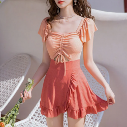 Sweet Square Collar Flouncing One-Piece Swimwear