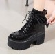 Black Gothic Punk Wing Platform Boots