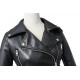 Women's Faux Leather Textured Short Moto Jacket Zip-up PU Biker Coat