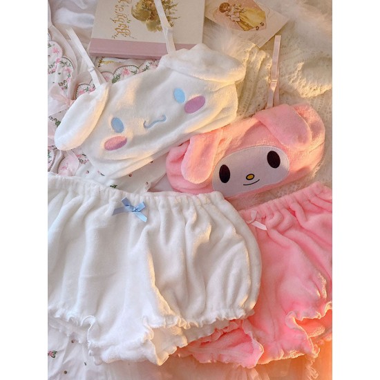 Kawaii Doggy Ear Plush Girl Pajamas Set