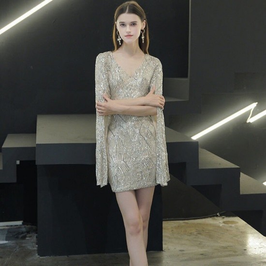 Queen Sequin Prom Short Dress