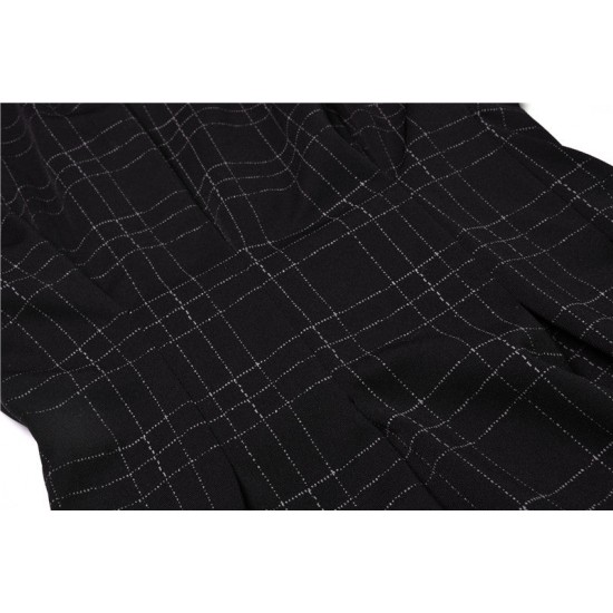 Retro Puff Sleeve Plaid Dress