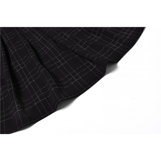 Retro Puff Sleeve Plaid Dress