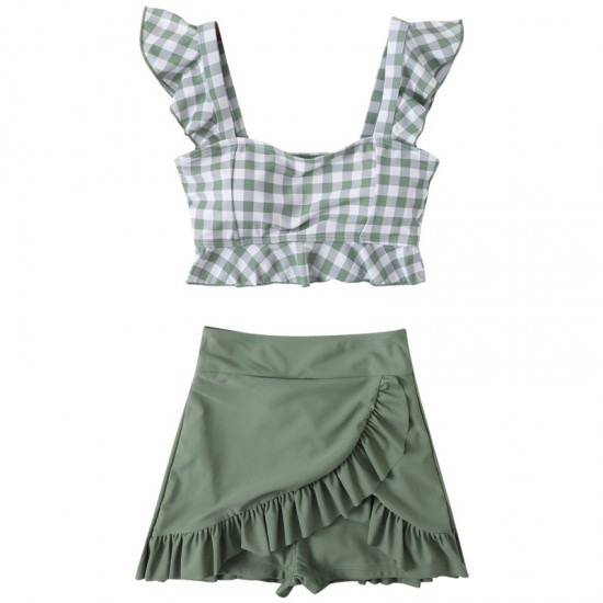 Swimwear Matcha Green Japanese Split Two Pieces Swimsuit