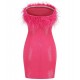 Women Sequin Bandeau Feather Prom Mini Dress