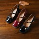 Women's Patent Leather Mary Jane Heels Pumps Shoes with Buckle Straps
