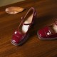 Women's Patent Leather Mary Jane Heels Pumps Shoes with Buckle Straps