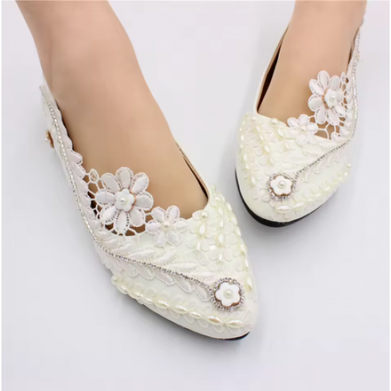Fashionable & Elegant Plus-Size Women's Wedding Shoes - New Style High-Heel Bridal Shoes in White