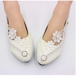 Fashionable & Elegant Plus-Size Women's Wedding Shoes - New Style High-Heel Bridal Shoes in White