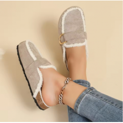 Women's Plush Slippers for Autumn & Winter - Fashionable, Warm Flat Slippers