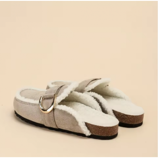 Women's Plush Slippers for Autumn & Winter - Fashionable, Warm Flat Slippers